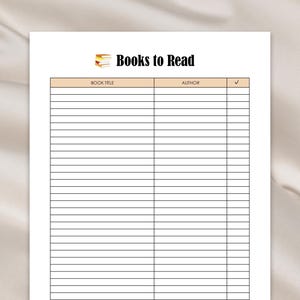 Book Reading Planner, Book Bucketlist, Books to Read List, PDF, Instant Download