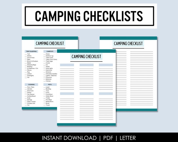 Printable Camping Essentials Checklist Minimalist, Camping Packing ...