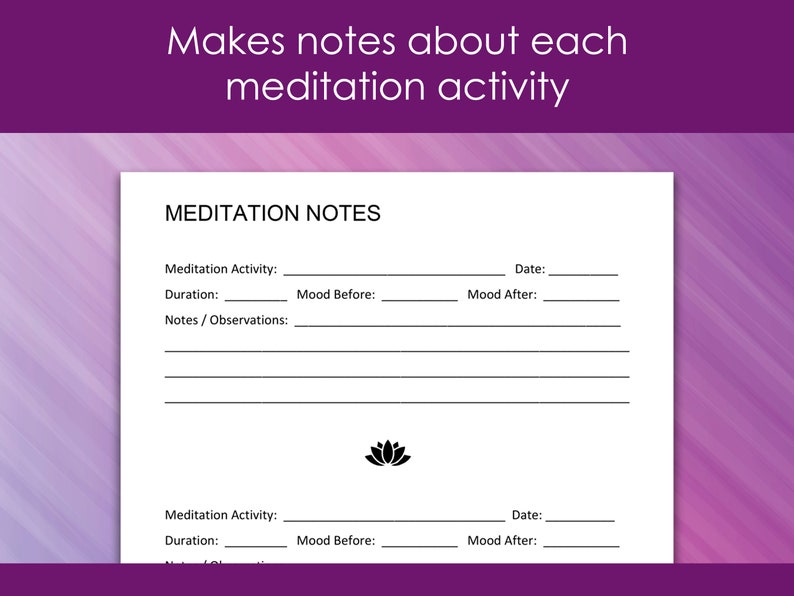 Meditation Worksheets 2 Page PDF Files Print at Home - Etsy