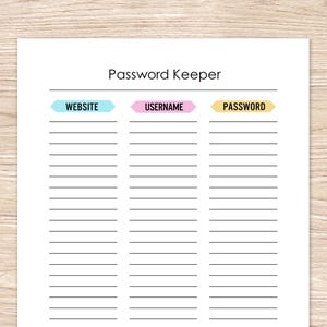Afdrukbaar wachtwoordtrackerblad: websiteaccountlogboek (pdf)