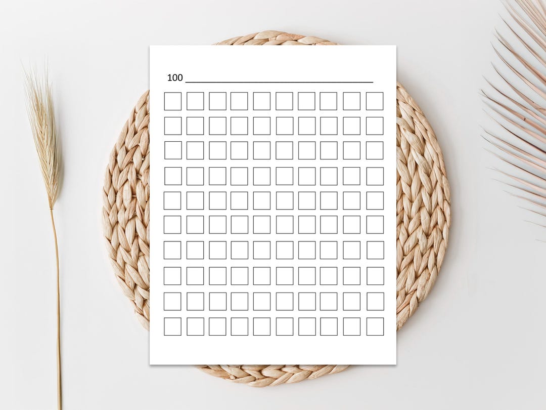 100 Empty Box Graph 100 Boxes Goal Tracker: Multi-use Printable Worksheet (instant Download ...