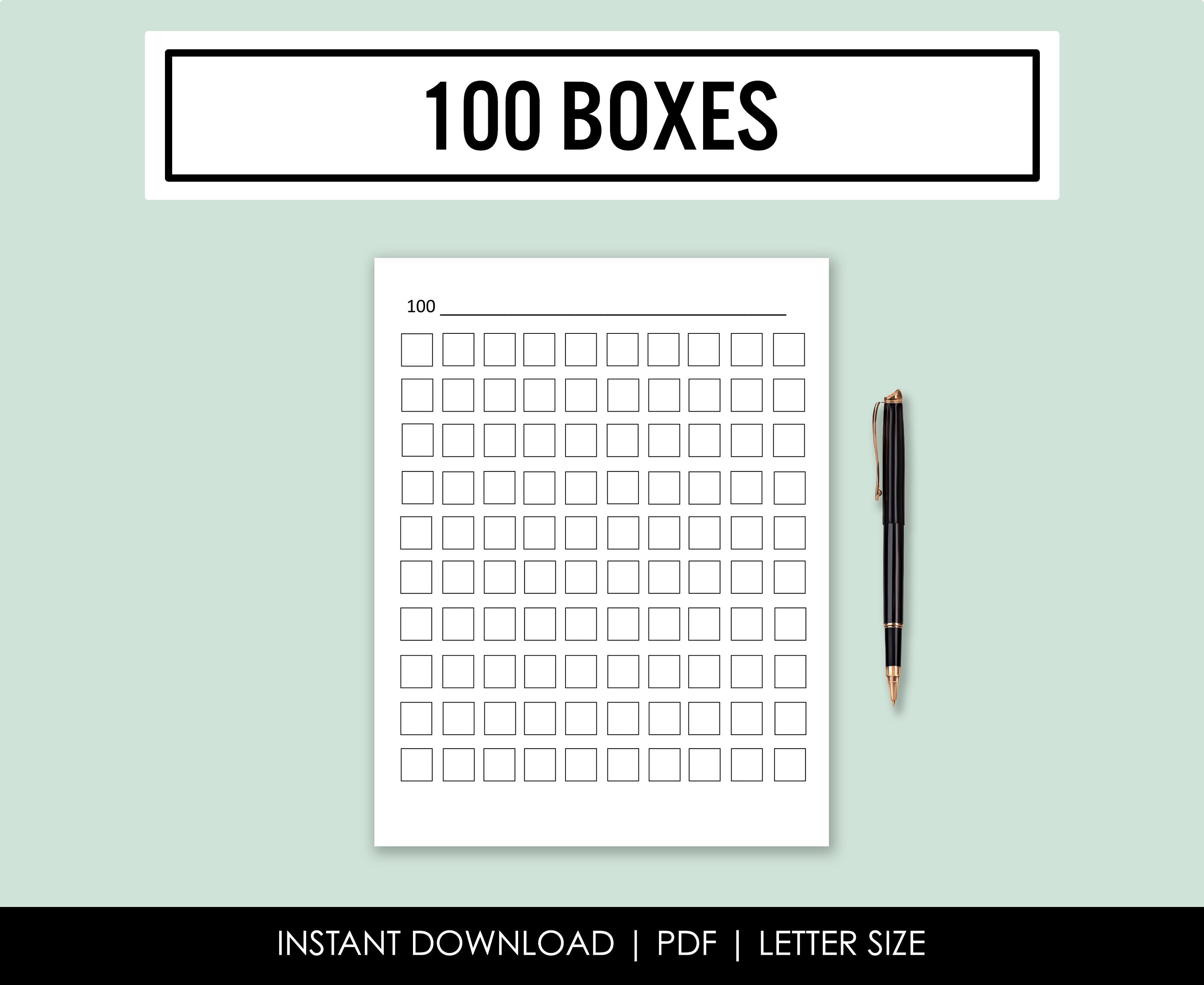 100 Boxes Worksheet, Goals, Multi-use Worksheet, Goal Worksheet ...