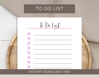 To Do List Printable, Checklist, PDF, Instant Download