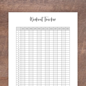 Printable Workout Tracker: Yearly Fitness Log (Digital Download)