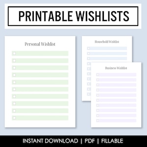 Wunschliste verfolgen - Dinge zu kaufen Checkliste - 3er-Set - Digitale PDFs - Print at Home