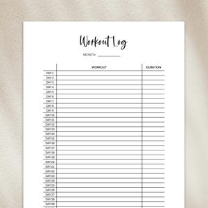 Printable Workout Log: Fitness Tracker, Gym Planner (Digital Download)
