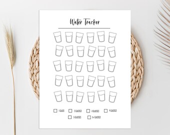 Daily Water Tracker, Drinking Water Printable Log, PDF, Instant Download, Lifestyle Worksheet