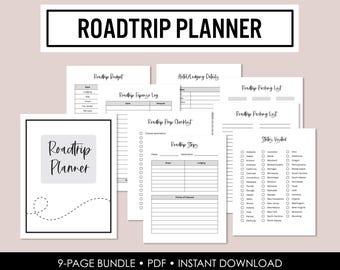 Planificador de viajes por carretera, planificador imprimible en PDF, formularios de plan de viaje, descarga instantánea