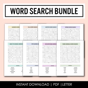 Word Search Puzzle Bundle: Kids & Adults Games (Digital Download)