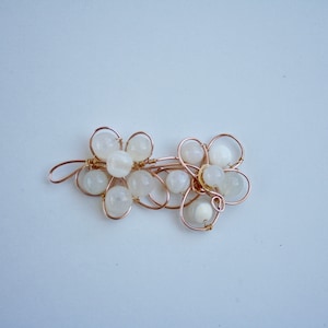 White Daisy Agate Brooch