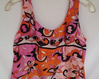 60's mod print top