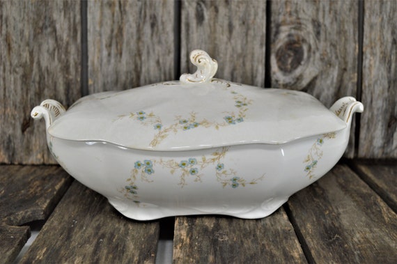 Antique Johnson Bros Royal Semi-Porcelain Casserole Dish: Victorian Decor