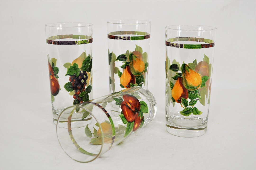 Vintage Drinking Glasses, Excell Home Fashions, Sakura Sonoma Fruit Set