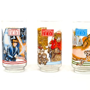 Vintage Drinking Glasses, Return of the Jedi, Coca Cola & Burger King, 1983 Collectible,