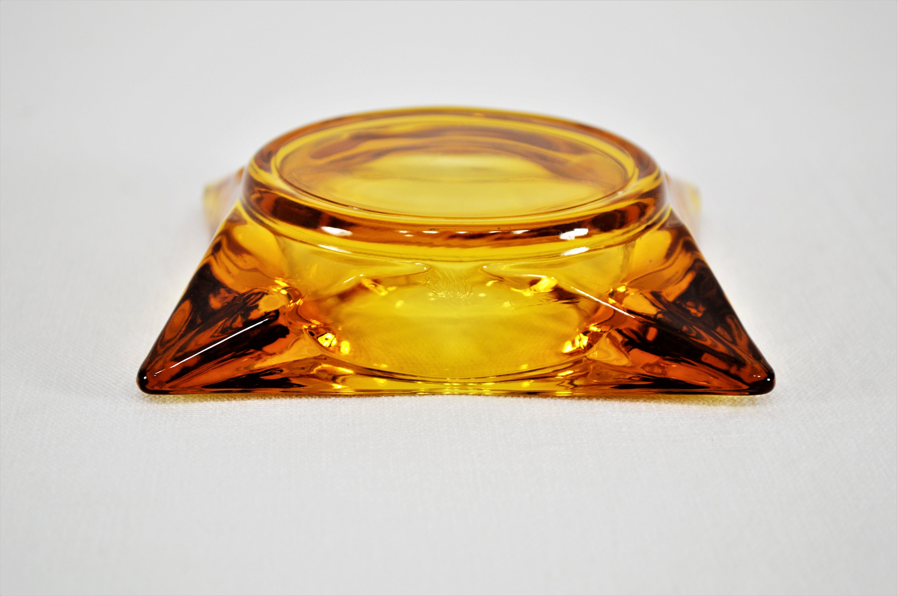 Vintage Ashtray Amber Honey Gold Glass Etsy
