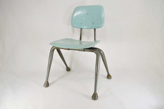 Vintage Robin Egg Blue Children S School Chair Mid Etsy