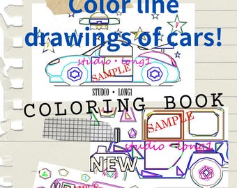 Car Coloring Pages | Japanese Pop Art Line Art (Digital Download)