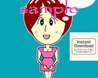 Japanese Pop Art Icon, Customizable PNG Avatar (Digital Download)