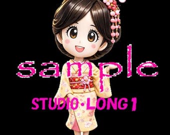 Edo Period Girl Icon – Manga Style Kimono Clipart (PNG)