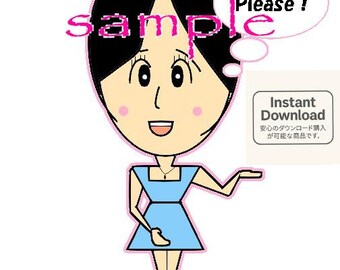 Customizable Japanese Girl Avatar, Manga Style Pop Icon (JPG Digital Download)