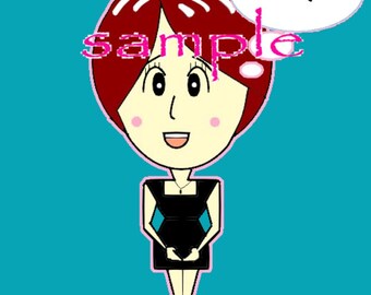 PNG！Kawaii Japanese Girl Icon for AI Remake (Black short hair, black dress)｜Customizable PNG Avatar