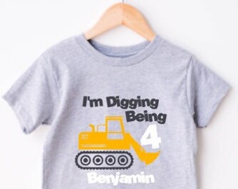 Personalized Construction Birthday Shirt, Digging Birthday Party Shirt, Construction Theme Birthday