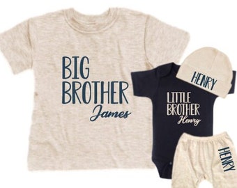 Big Brother Little Brother Matching Shirt Set, Personalized  Brother Outfit, Newborn Take Home Matching Brother Shirts