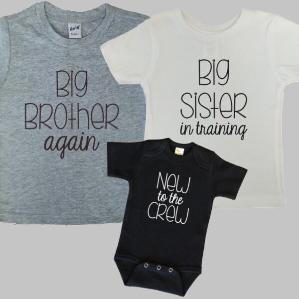 Big Middle Little , Sibling Brother/Sister Shirt Set, Sibling Birth Announcement