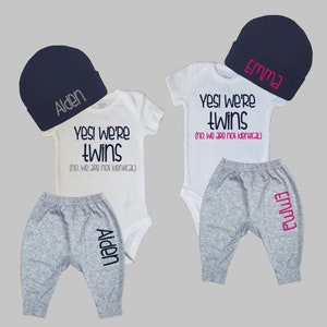 YES, We Are Twins set, Personalized twin bodysuit, , Baby shower gift for twins, Twin coming home outfit