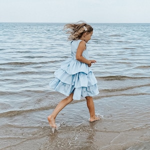 Toddler blue dress, sky blue dress for girls, birthday outfit girl 6, birthday dress 4 year old, girls tutu dress, birthday dress 7