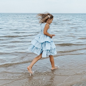 Toddler blue dress, sky blue dress for girls, birthday outfit girl 6, birthday dress 4 year old, girls tutu dress, birthday dress 7 image 1