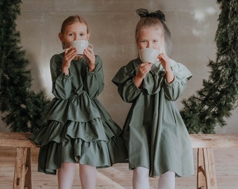 Ruffle Dress Toddler, Xmas Girl Outfit, Holiday Green Dress, Christmas Dress  Girl Size 6, Holiday Dress Girl, Green Dress for Toddler Girl - Etsy