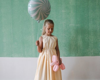 Mädchen langes Maxikleid, langes Kinderkleid, Maxikleid für Kinder, Mädchen Maxikleid, Mädchen langes Kleid, Kinderkleid Party gelb, Blumenmädchen Kleid