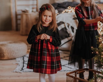 Plaid dress baby girl, Buffalo Christmas dress, Buffalo toddler dress, Christmas outfit girl, Christmas dress size 2 to 6, Holiday dress