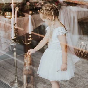Bohemian girl dress &quot;MINI BALLERINA&quot;, holiday dress baby girl, toddler tutu dress, tulle flower girl dress, snowflake dress for toddler girl