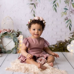 Lace romper baby girl, smash cake outfit girl, boho romper girl, cake smash outfit, cake smash lace romper, first birthday outfit girl