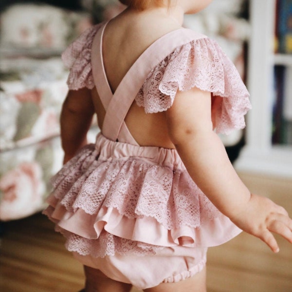 1st birthday outfit girl, 1st birthday romper, cake smash romper, baby girl boho lace romper, cake smash outfit girl, smash cake girl outfit