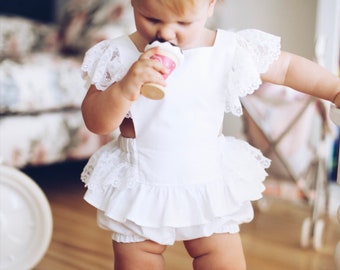 Cake smash outfit girl, cake smash romper, baby girl boho romper, first birthday outfit, smash cake outfit, lace romper, 1st birthday outfit