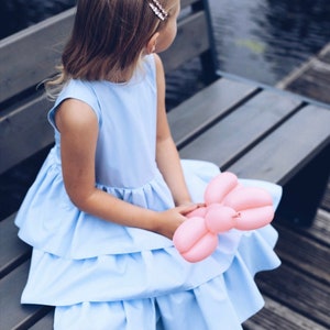 Toddler blue dress, sky blue dress for girls, birthday outfit girl 6, birthday dress 4 year old, girls tutu dress, birthday dress 7 image 8