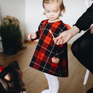 Holiday dress baby girl, Christmas dress toddler, plaid dress baby girl, Christmas plaid outfit, Trending Baby Toddler Girl Christmas dress image 2