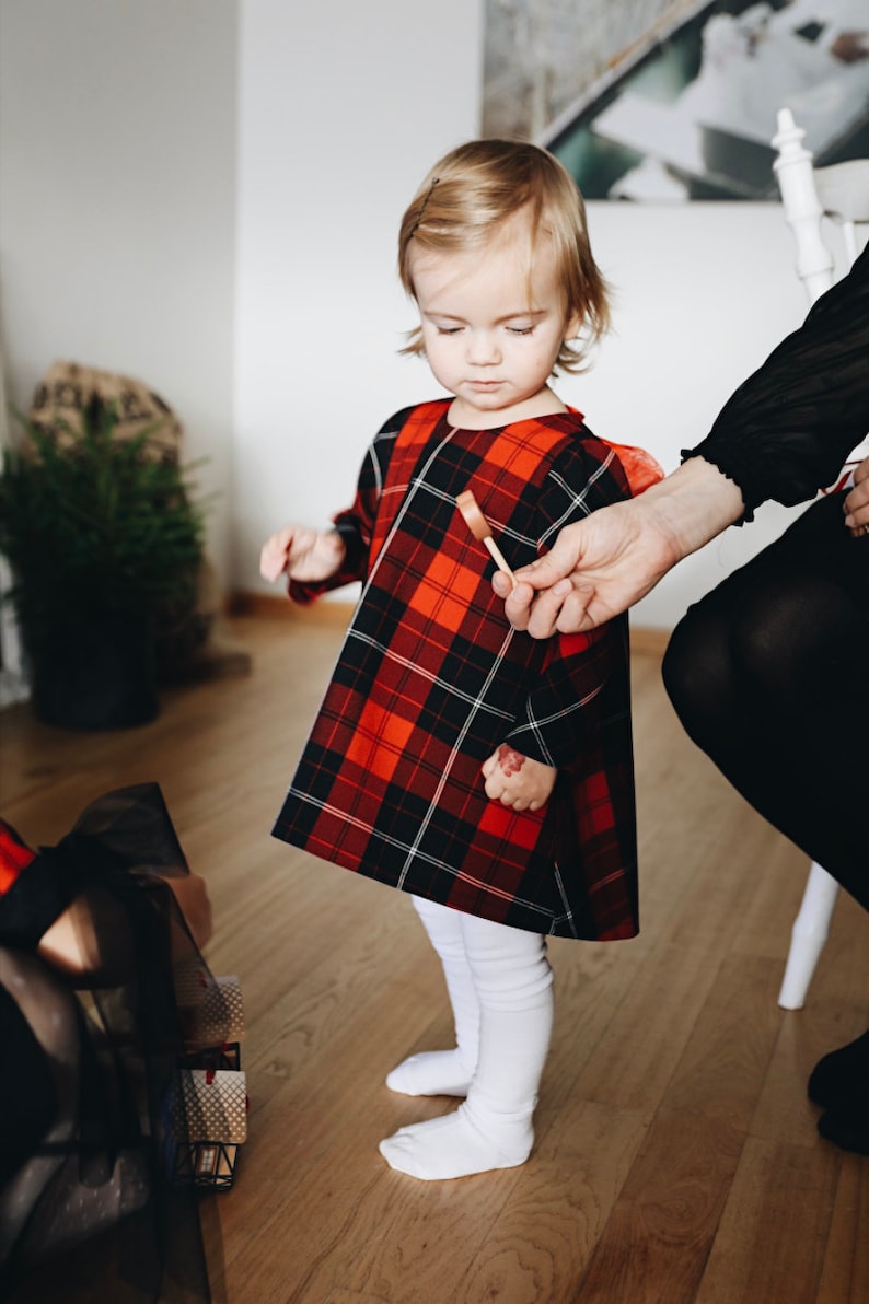 Holiday dress baby girl, Christmas dress toddler, plaid dress baby girl, Christmas plaid outfit, Trending Baby Toddler Girl Christmas dress image 2