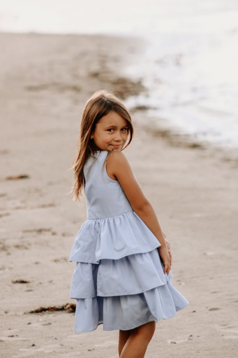 Toddler blue dress, sky blue dress for girls, birthday outfit girl 6, birthday dress 4 year old, girls tutu dress, birthday dress 7 image 2