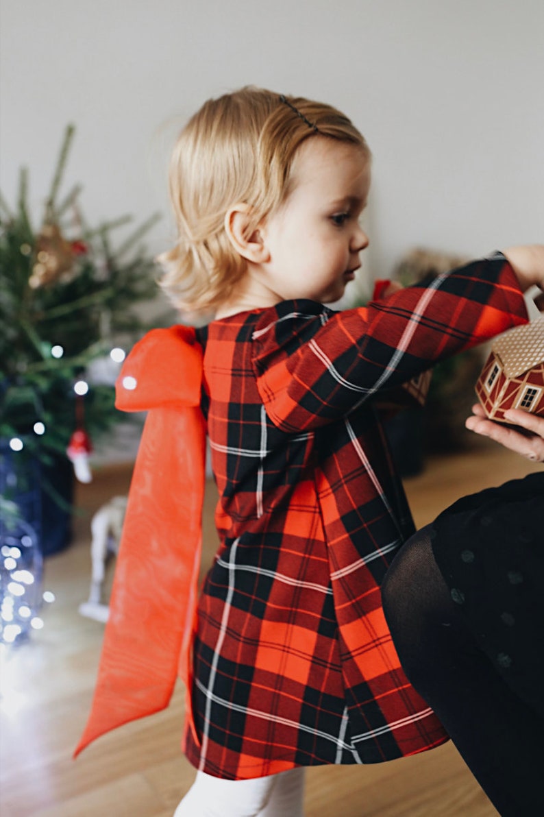 Holiday dress baby girl, Christmas dress toddler, plaid dress baby girl, Christmas plaid outfit, Trending Baby Toddler Girl Christmas dress image 1