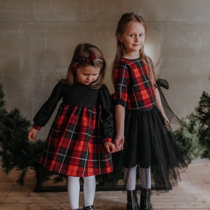 Plaid dress baby girl, Buffalo Christmas dress, Buffalo toddler dress, Christmas outfit girl, Christmas dress size 2 to 6, Holiday dress image 3