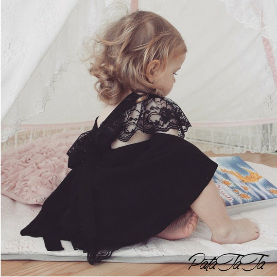 Vestido negro para niños traje de bebé negro pastel -