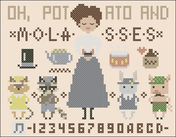 Over The Garden Wall Cross Stitch Potato And Molasses Sampler Etsy