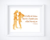 Pocahontas Watercolor Silhouette with Quote 10 quot x 8 quot Greeting Card Disney Couple, Love, Pocahontas John Smith