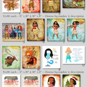 Moana 16 Mixed Media Digitale Kunstdrucke , Hawaii, Maui, Pua, Hei Hei, Wörterbuch, Prinzessin, Insel, Ozean, Meer, Karte, Stadtkultur, Wein