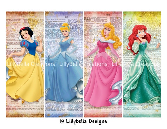disney princesses 12 layered digital art bookmarks etsy