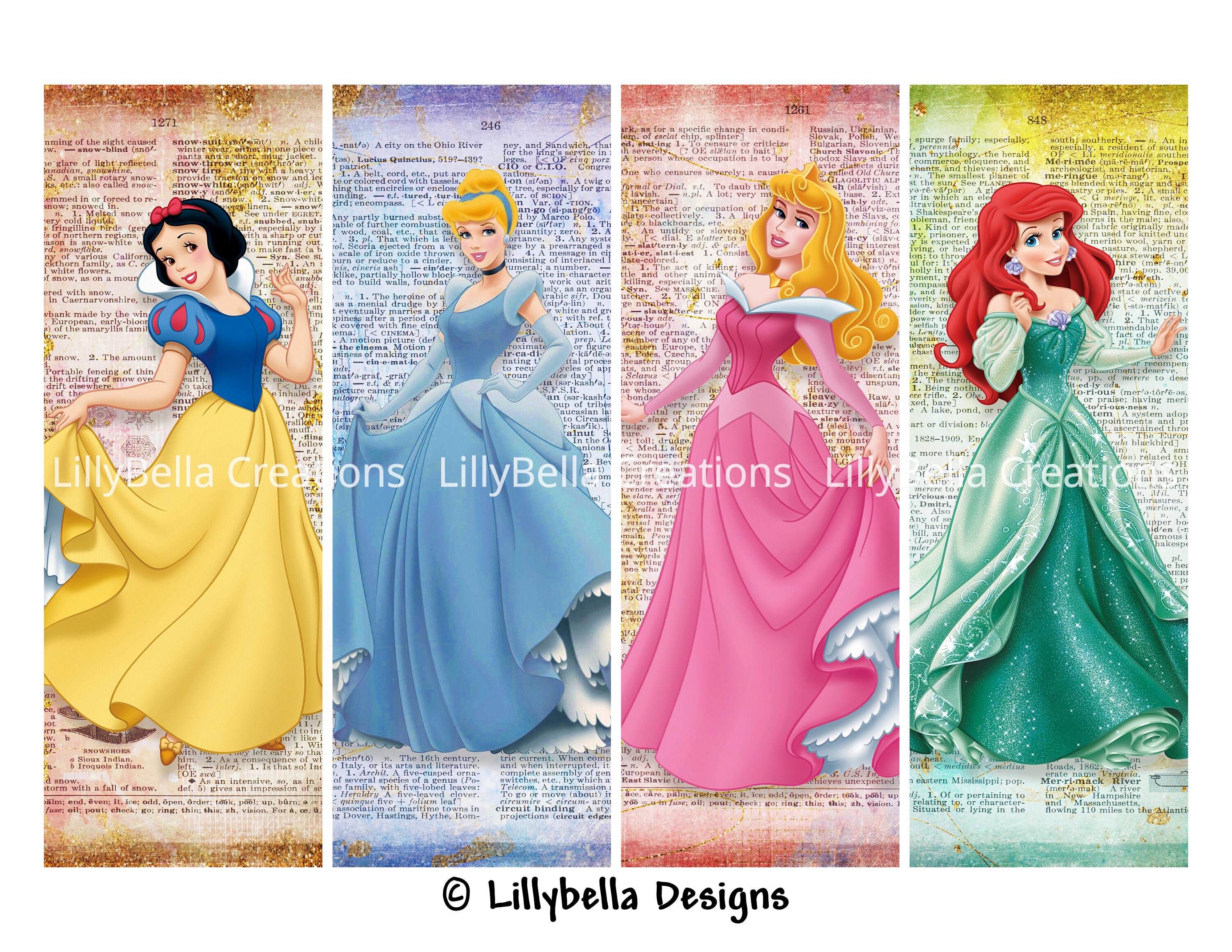 disney princesses 12 layered digital art bookmarks etsy
